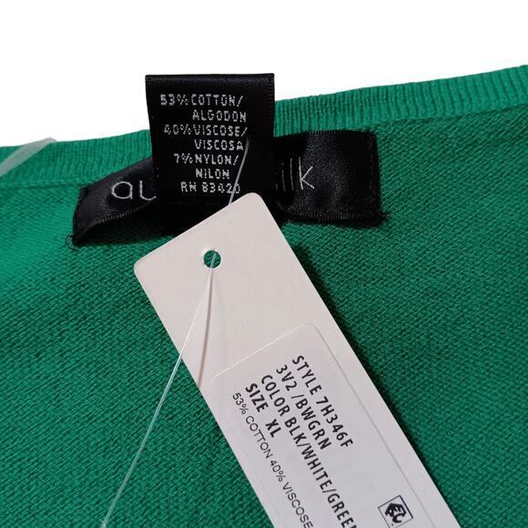 NEW AUGUST SILK Lightweight Sweater Top Cotton‎ Blend Size XL Colorblock Green - Picture 6 of 9